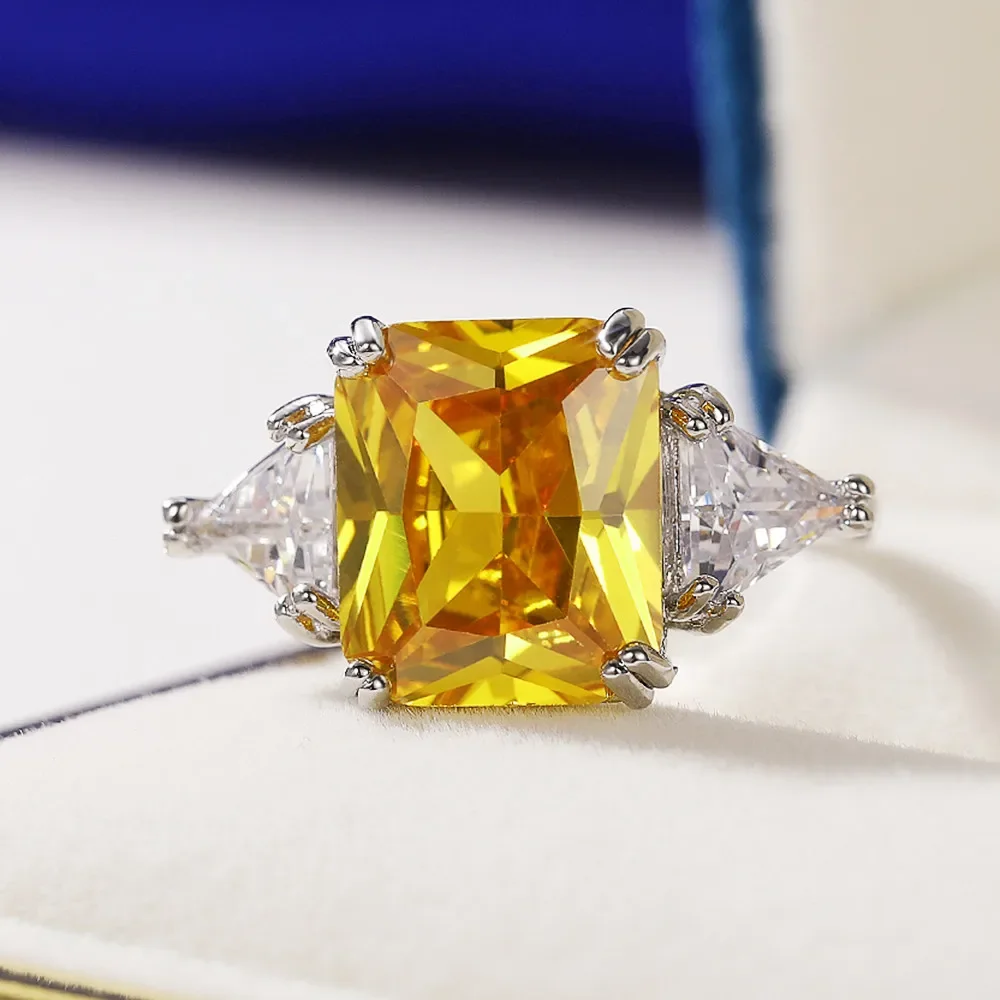 Cubic Zircon Ring Geometric Shaped Cubic Zirconia Rings Wedding Bands Women Accessories Party Jewelry