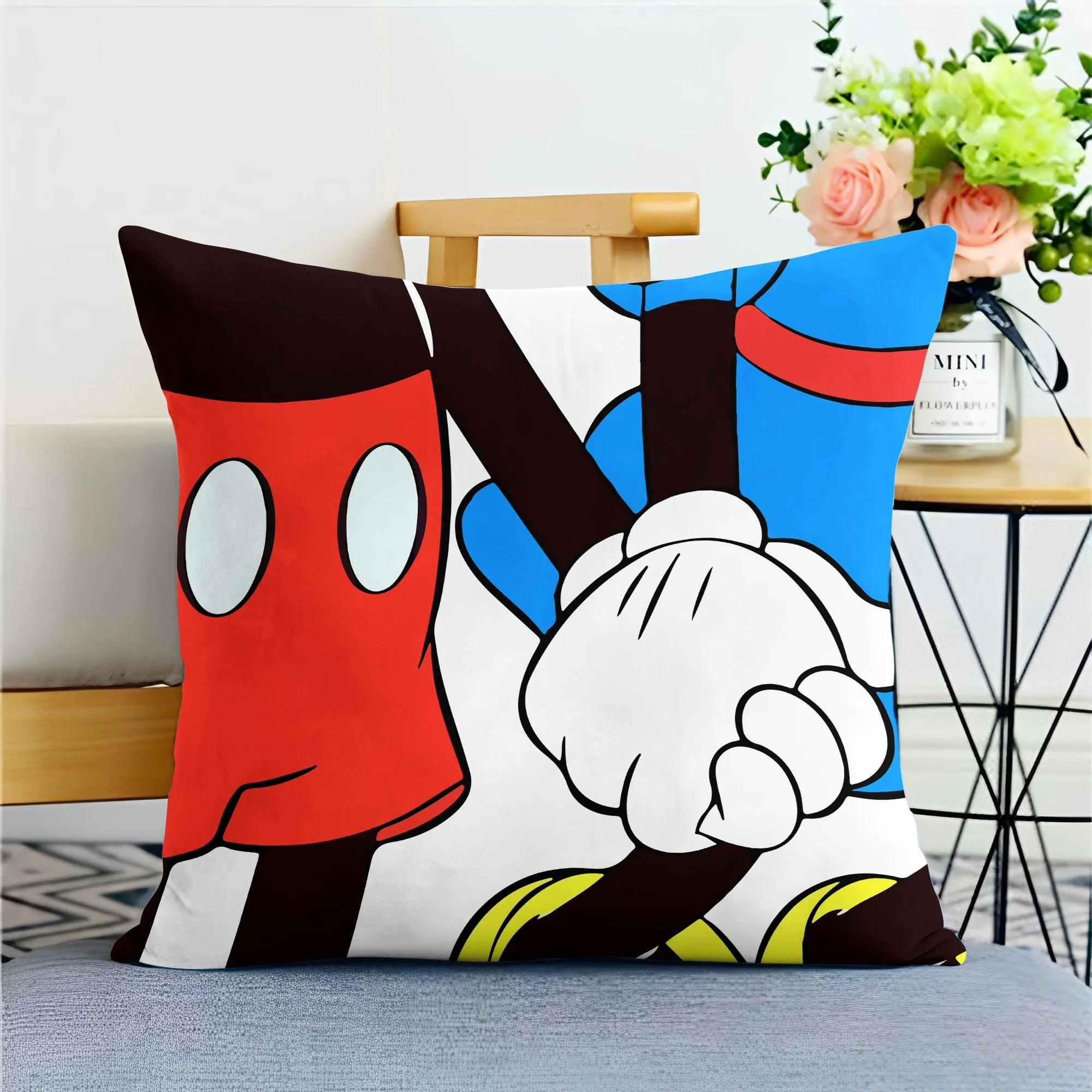 Funda de almohada de Mickey Mouse de Disney para sala de estar, sofá, oficina, funda de cojín súper suave, decoración para el hogar, dormitorio y habitación, regalo para niños