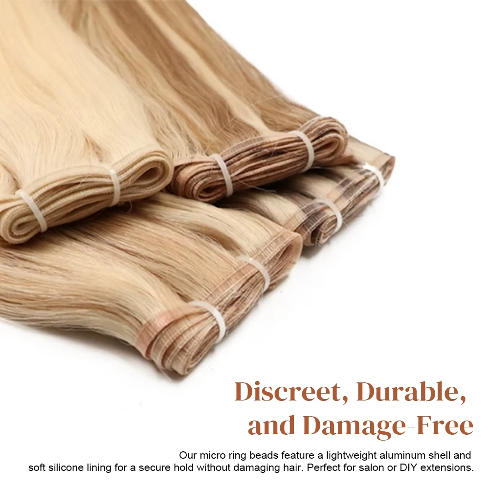글래머도브 1000개입 4mm 마이크로 링 비즈 ? 동일한 색상의 실리콘 라이닝 헤어 익스텐션 비즈 (I팁 및 마이크로 링크용)