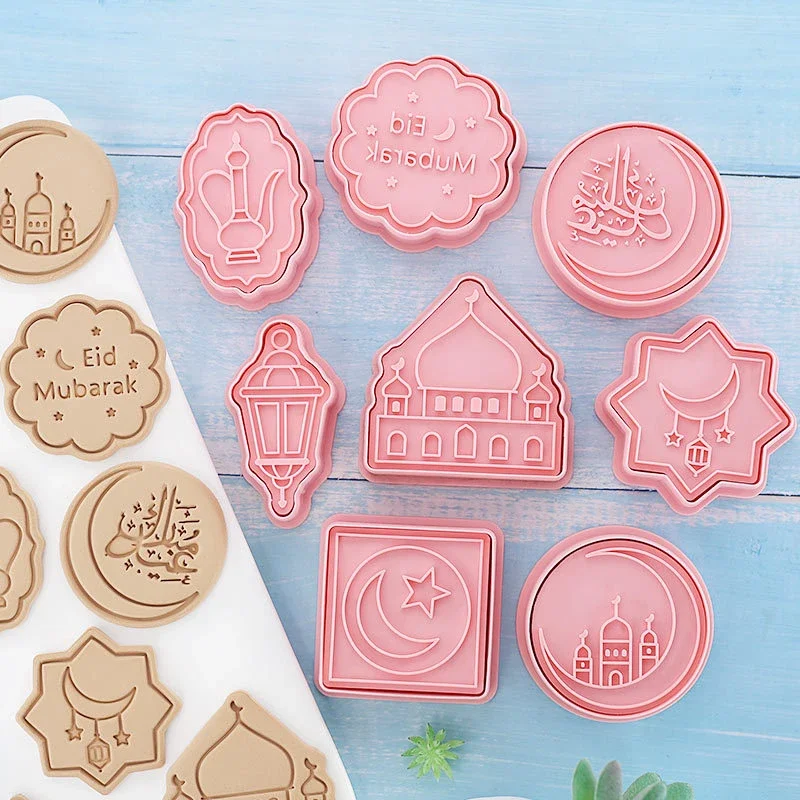 Cookie Cutter Baking Mold Cookie Mould Cookie Maker Press Kit 6/8pcs Cookie Cutter Eid Mubarak Biscuit Mold DIY Baking Tool Islamic Muslim Party Decoration Supplie Baking Kitchen Accessories