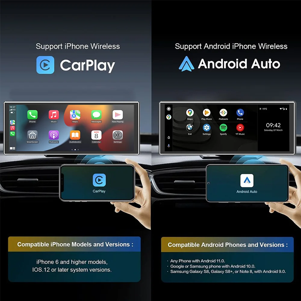 11.26 Inch Car Multimedia Radio Wireless Carplay Android Auto GPS Navigation Video Recorder Dashboard WIFI AUX MP5 Player