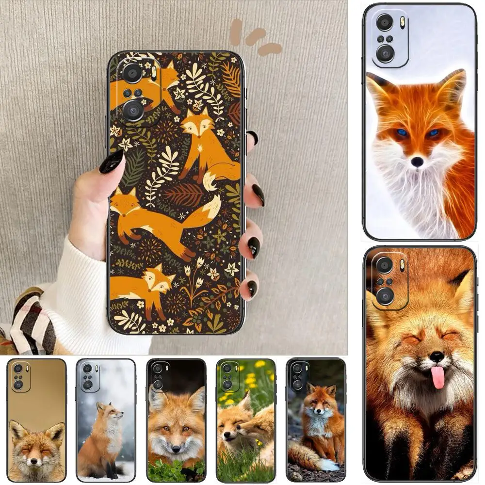 

Cute cartoon fox Phone Case For xiaomi redmi 11 Lite pro Ultra 10 9 8 MIX 4 FOLD 10T Black Cover Silicone Back Prett