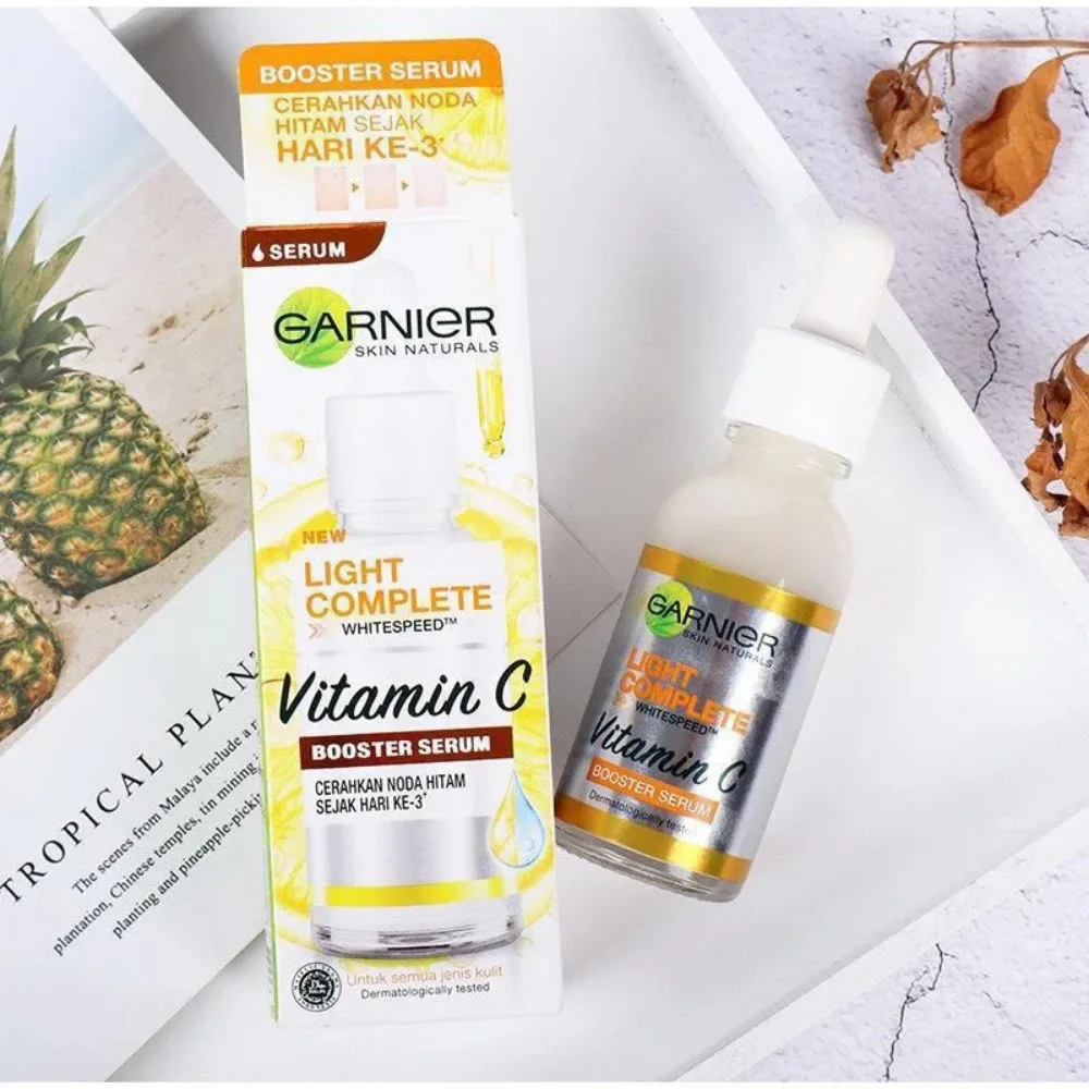 „Garnier Bright Complete“ 30 kartų vitamino C niacinamido serumas, balinantis odos toną, „Essence Fade Acne Mark“ grožio produktai, 30 ml._voghion.com