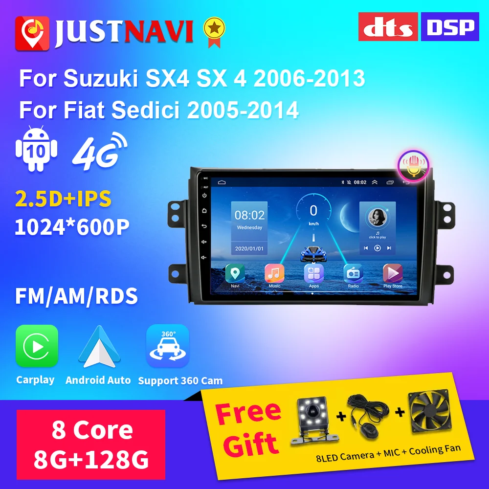 

JUSTNAVI Car Radio For Suzuki SX4 SX 4 2006-2013 Fiat Sedici 2005-2014 Multimedia System Stereo Carplay DSP IPS Navigation GPS