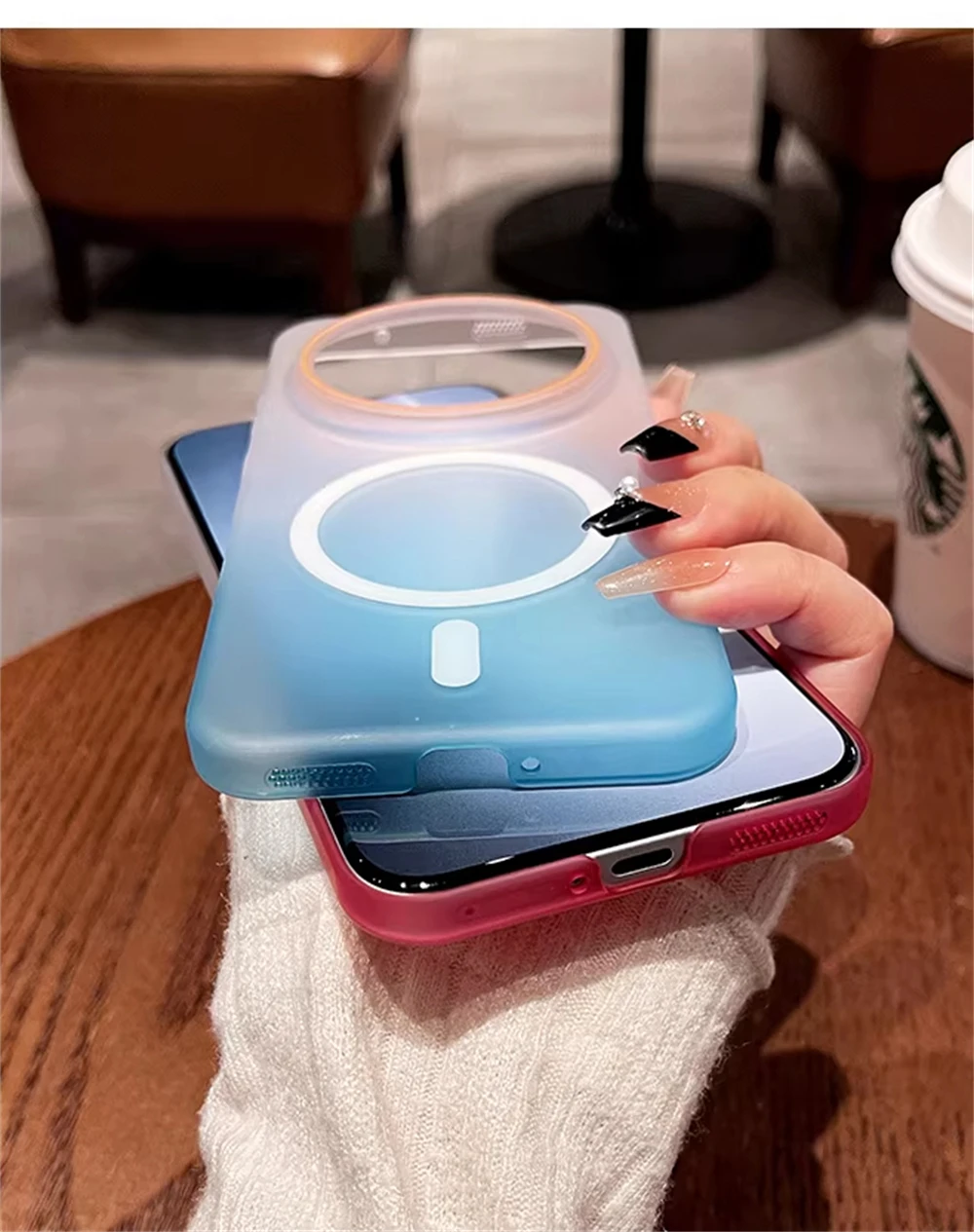 Ultra Thin Matte Gradient Hard PC Case with Magnetic Wireless Charging Compatibility