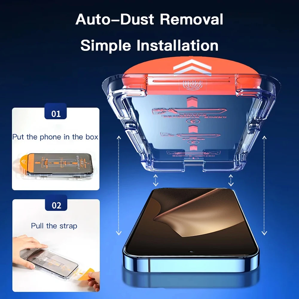 3-Pack HD 8K Easy Install Screen Protector with Auto-Dust Boxes - Tempered Glass