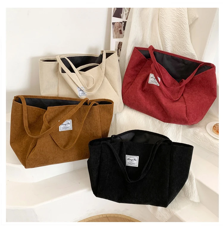 makeup bag Tote Women's Shoulder Bag Large Capacity Corduroy Winter  Soft Simple Travel korean Shopper Luxury Bag Woman Designer Handbags keychain wallet