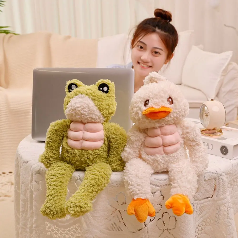 

35/45cm Plush Toy Gifts Home Decor PP Cotton Animal Plushie Toy Lightweight Muscle Frog Duck Doll Kids