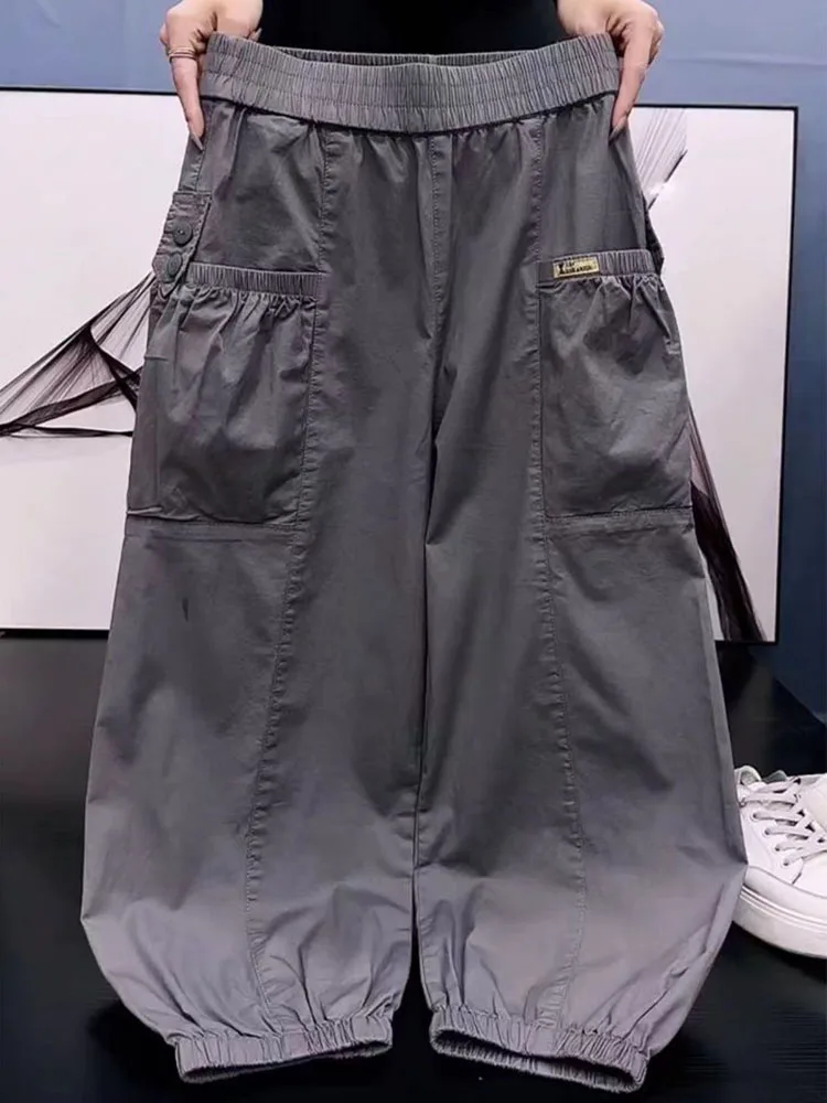 Baggy Casual Women Bloomers Pants High Waist Harem Trousers Ankle-length Cargo Short Jogger Pantalones Oversize 4xl Sweatpant