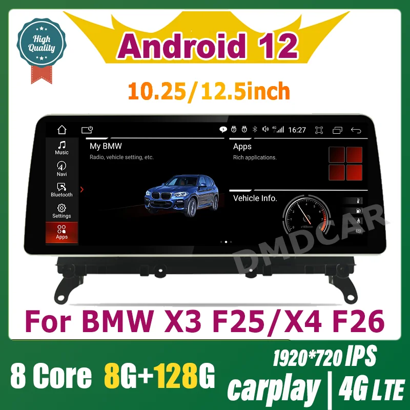 

10.25"/12.5" Android 12 8Core 8G+128G Car Multimedia Player for BMW X3 F25 X4 F26 2011-2016 Auto Radio GPS Stereo CarPlay Video