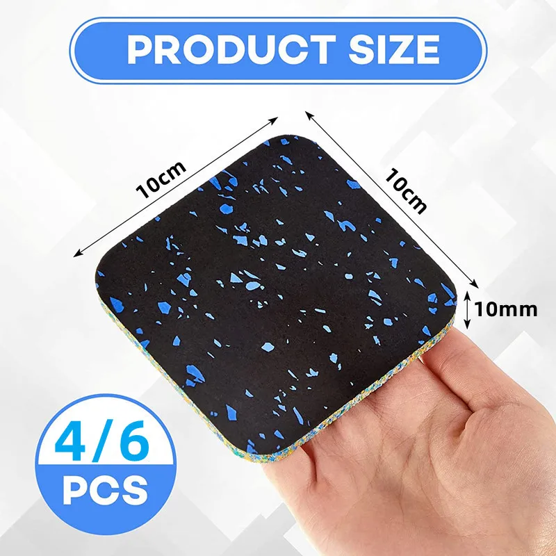 4/6 Pcs Exercise Equipment Mat Treadmill Pads Floor Rubber Mats for Home Gym Fitness Hardwood Floor Protection Anti Slip 2