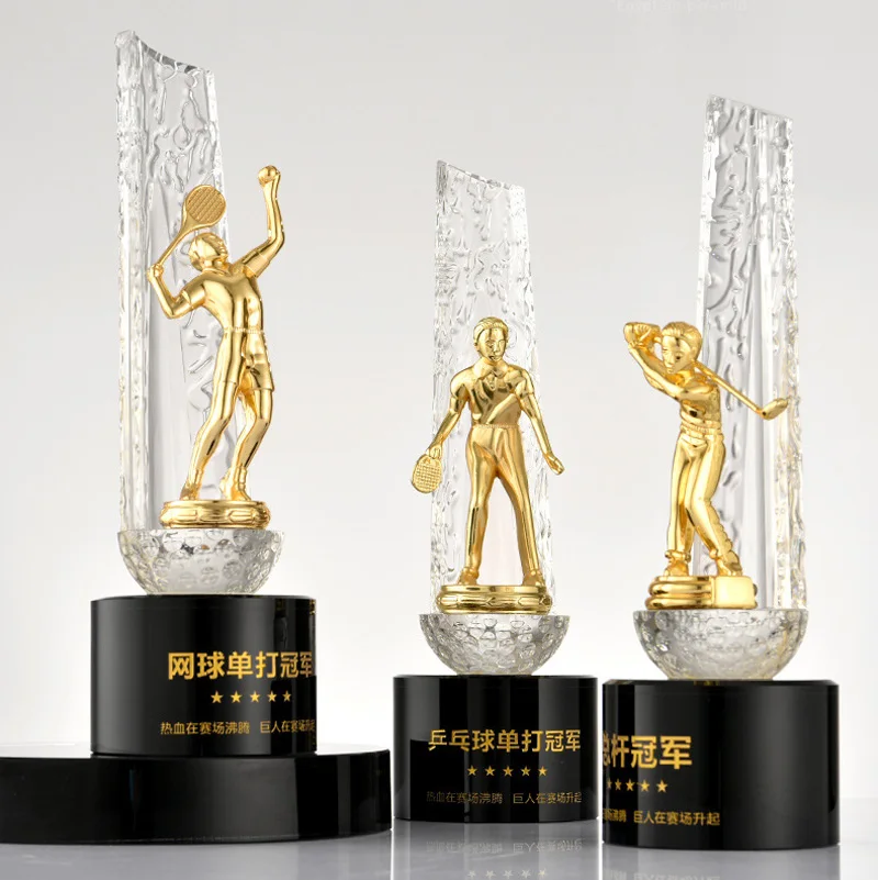 Metal figure sculpture crystal trophy Customized award Basketball,football,running,table tennis,Martial arts,cycling,golf trophy