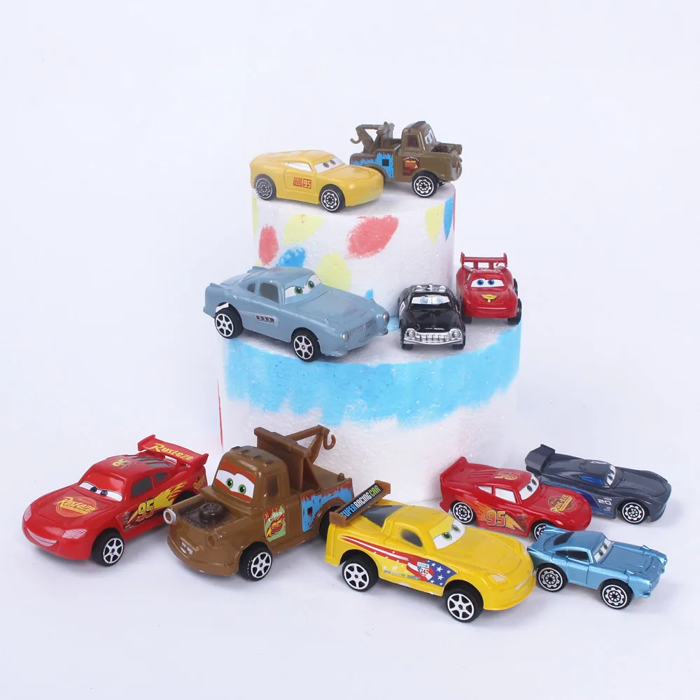 

4pcs Disney Pixar Cars McQueen action figure kawaii kids car model cake decor ornament doll anime figure children toys gift