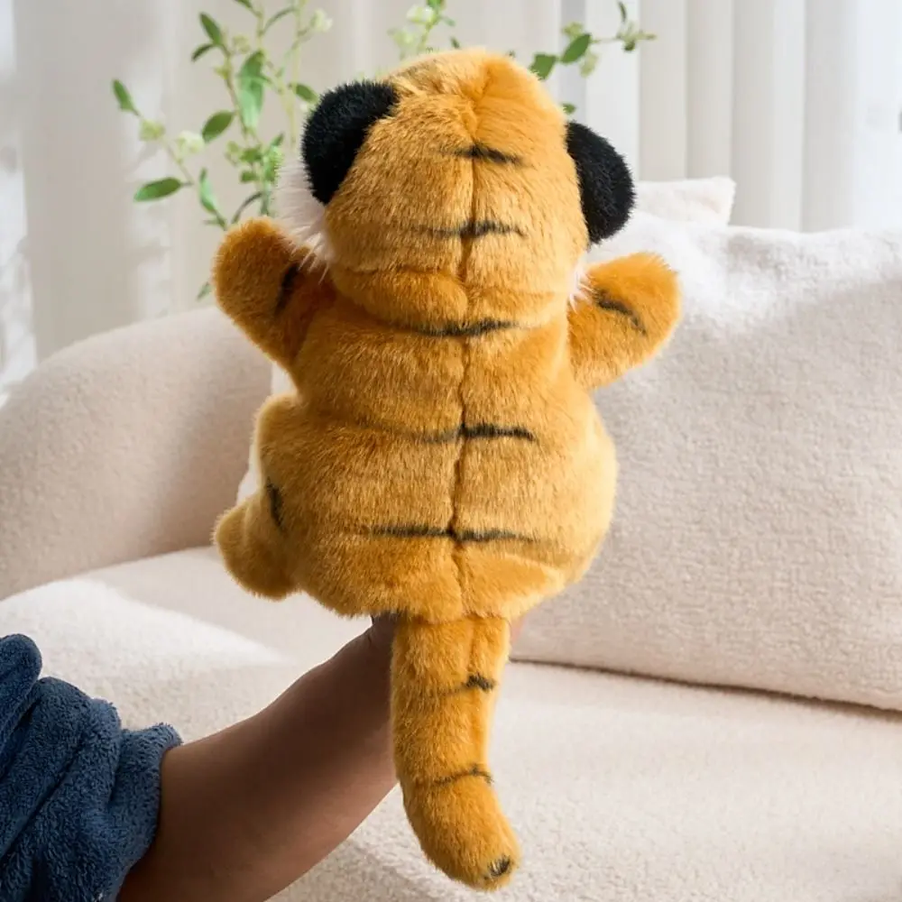 스토리텔링 동물 호랑이 손인형 시뮬레이션 소프트 핸드 핑거 스토리 인형 조기 교육용 20cm 봉제 호랑이 장난감
