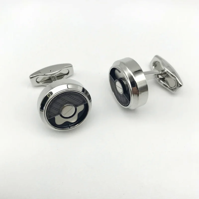 Cuff Links MB Semi Hollow Round Stainless Steel 1:1 High Quality 4 Colors Man Shirt Cufflinks Classic Buttons With Box Set