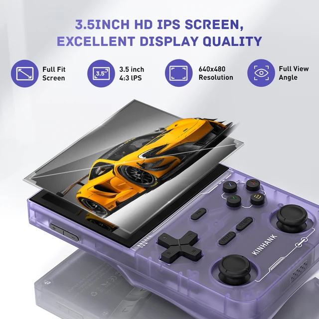 KINHANK K36 Retro Handheld Video Game Console 500nit 3.5 Inch IPS Screen 16000 Games Emulator for PS1/PSP/DC/N64/SS 4