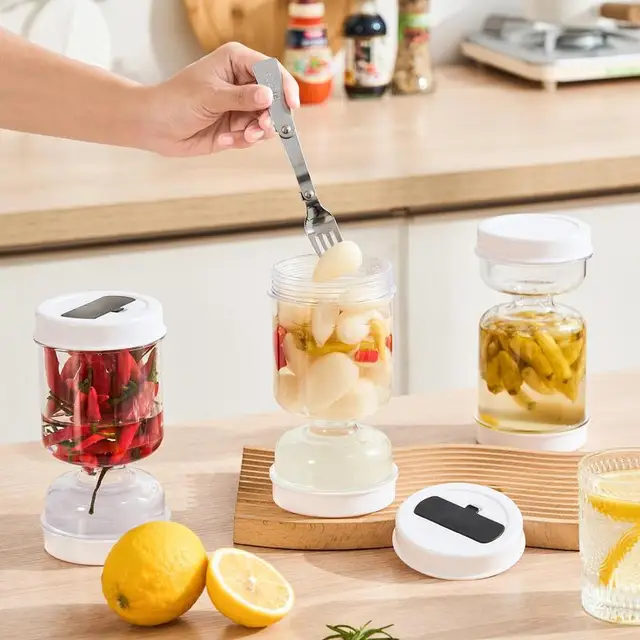 Savanyúság Homokóra Jar Szűrő Tartály Tartó Easy Kimchi Szivárgásálló Fedél Az Olíva Ananász Uborka Körte - Image 5