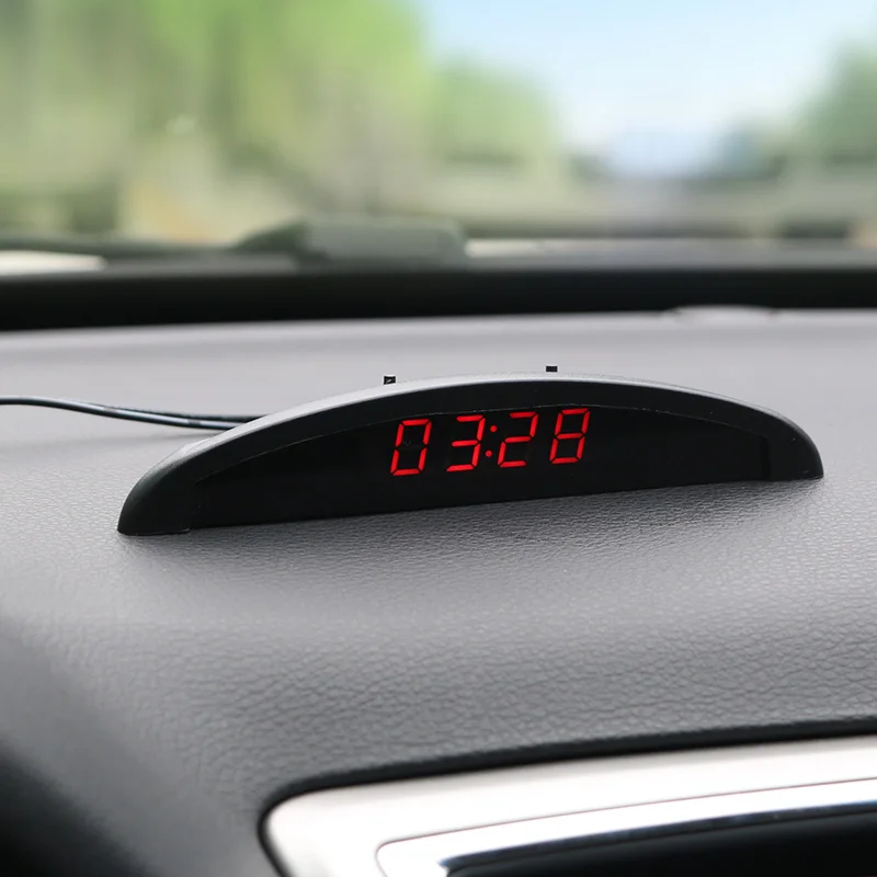 СВЕТОДИОДНЫЕ Цифровые Автомобильные часы, автомобильные электронные часы 12 В, автомобильный вольтметр MGO3