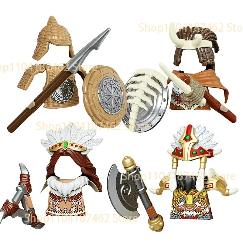 Medieval Knight Army Set with Green Dragon and Wolf Warrior Building Blocks