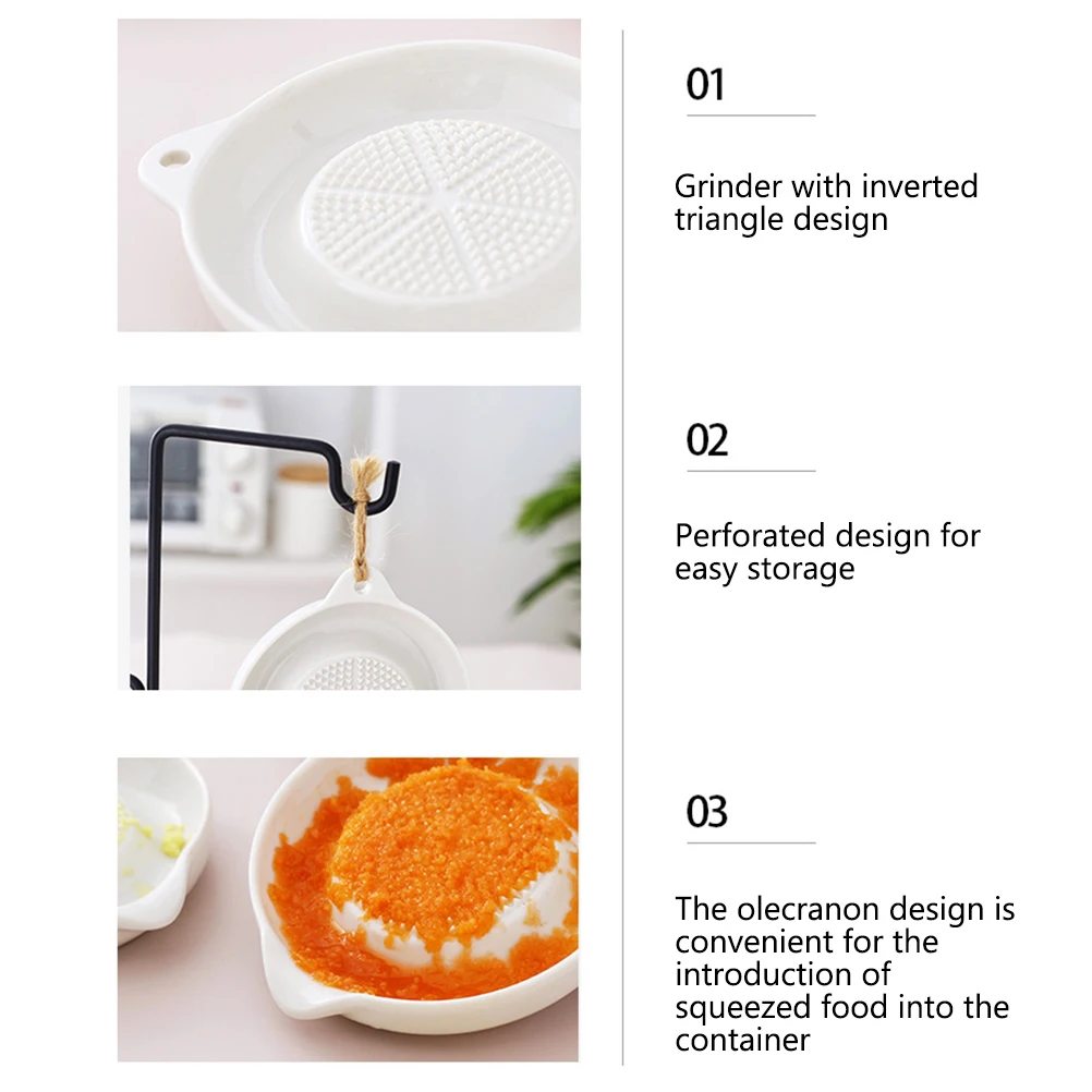Porcelain Grater Plate for garlic Onion Cheese Multipurpose Ceramic Ginger Grater Feeding Tool