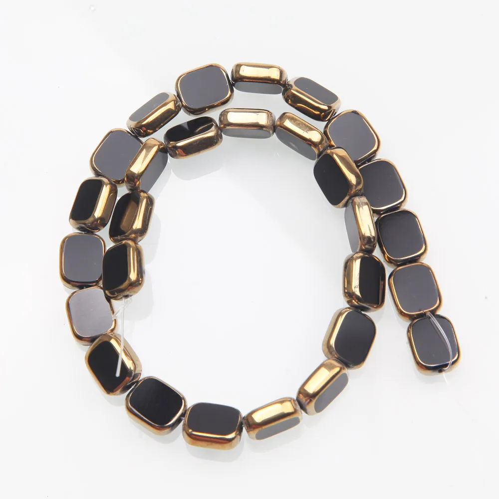 28PCS 9X11mm Gold Rand Rechteck Glas Perlen für Schmuck Machen Armband Halskette Liefert Erkenntnisse Glas Charms Zubehör – Detail 8