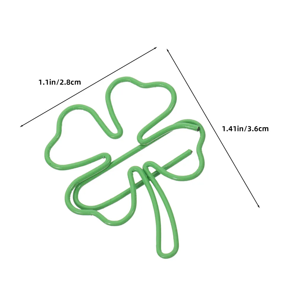 50Pcs 샴록 종이 클립 금속 책갈피 종이 클립 사무실 문구 학교 홈을위한 귀여운 독특한 모양 장식 종이 클립