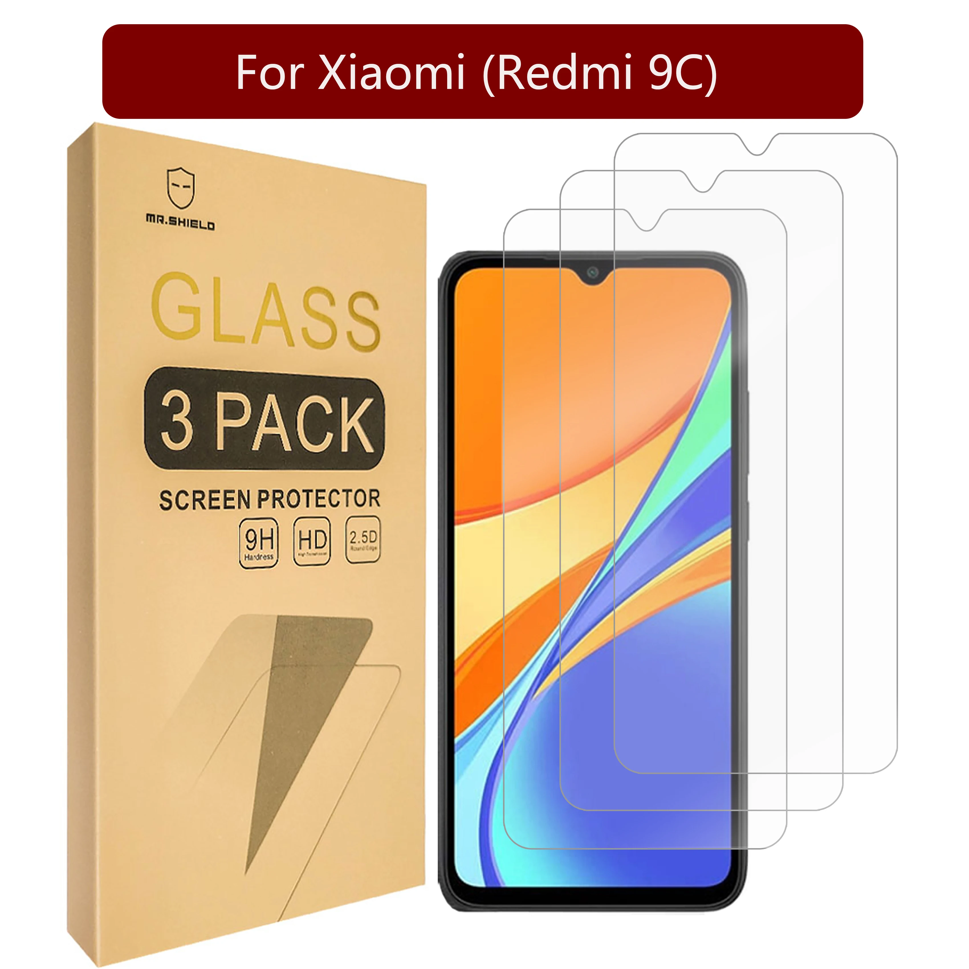 

Mr.Shield [3-Pack] Designed For Xiaomi (Redmi 9C) [Tempered Glass] [Japan Glass with 9H Hardness] Screen Protector with Lifetime