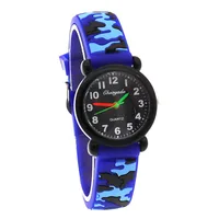 2024 New Style Fashion Children Child Boys Girls Silicone Camouflage Digital Quartz Wristwatch Students Learn Time Watch 1