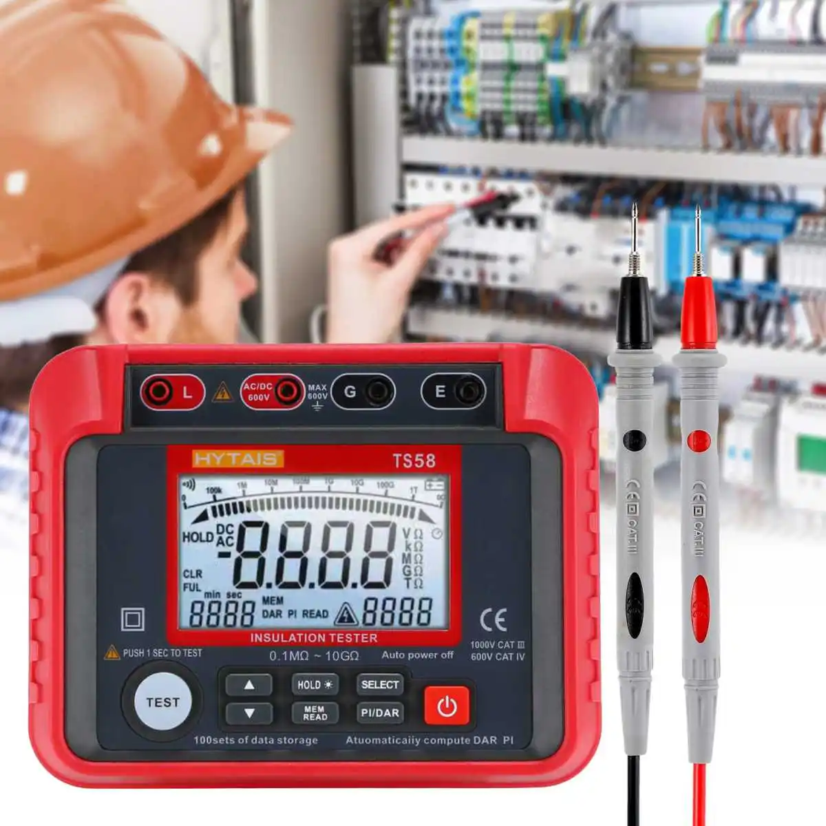 HYTAIS Insulation Digital Megohmmeter High Voltage Voltmeter 1000V 10G&Omega; 2000 Counts Resistor Meter Electrician's Tool