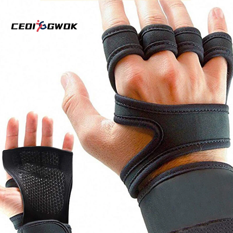 

CEOI GWOK Weight Lifting Training Gloves Women Men Fitness Sports Body Building Gymnastics Grips Gym Hand Palm Protector Gloves
