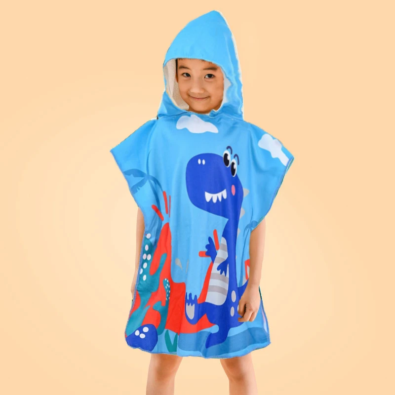 Microfiber Quick-drying Children Bathrobe Towel Water Absorbing Beach Children Bathrobe Beach Windbreaker Unicorn baby bathrobe