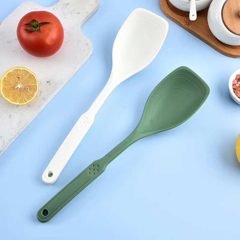 Silicone Spoon Kitchen Tool Multi purpose Grip Comfortable Anti slip Round Handle Large Cookware Tableware Spoon