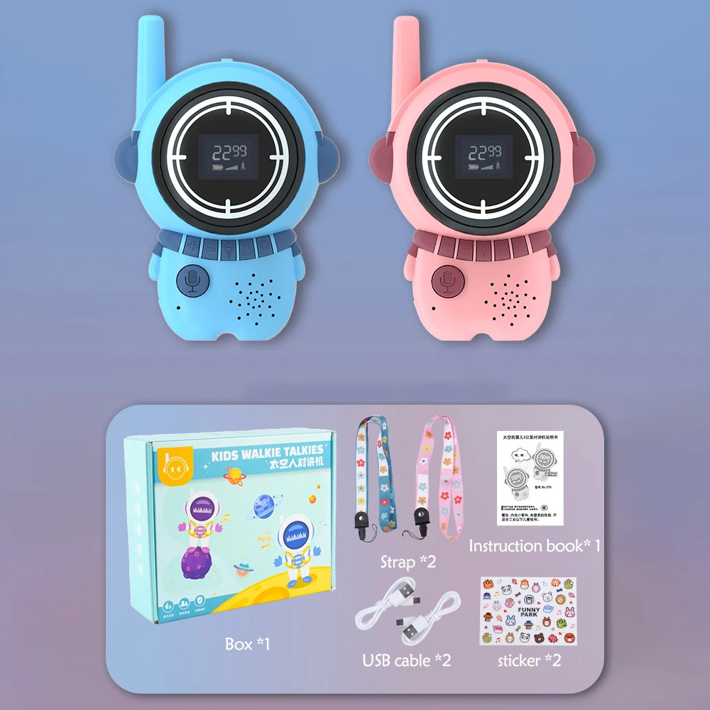Walkie Talkie Astronaut Kids Walkie Talkie 3km Range Electronic Toys Children's Gadgets Change Voice Radio Phone Birthday Gifts for Boys Girls