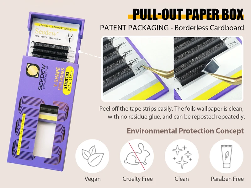 Description Picture 3 of itemSEEDEW YY Shape Eyelash Extension C/D Curl Natural Soft Volume Lashes 0.05/0.07mm Two Tips Y-Shaped False Eyelashes