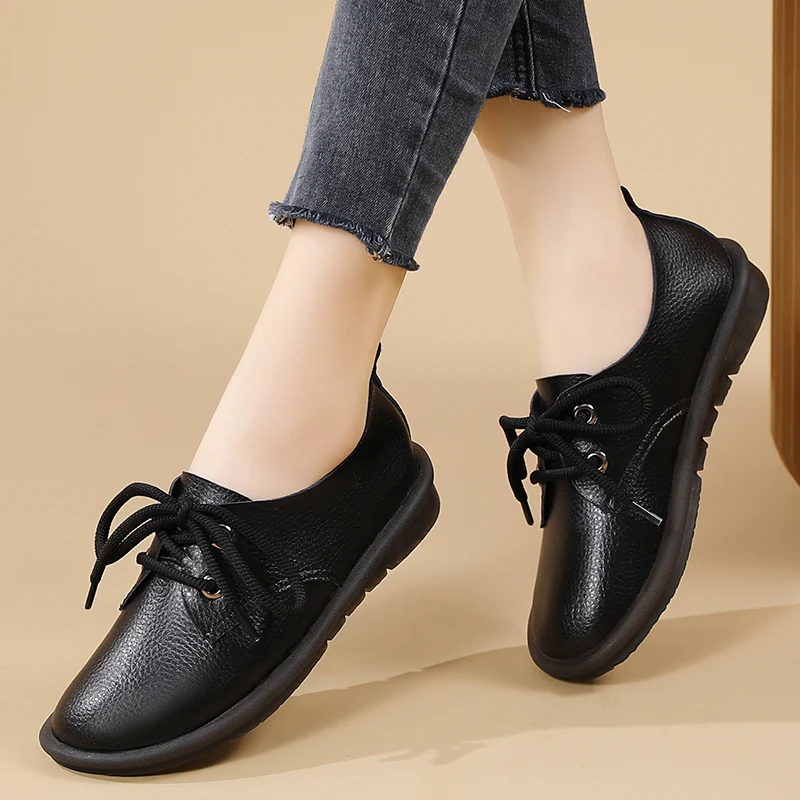 Super size 44 women's shoes new soft soled leather shoes