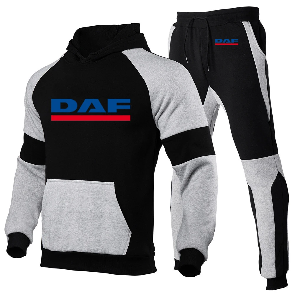DAF TRUCKS COMPANY TRUCKER Printing Fashion 2023 New Man's Cotton Splicing Tracksuit Leisure Sweatshirts Sweatpants 2-Piece Set