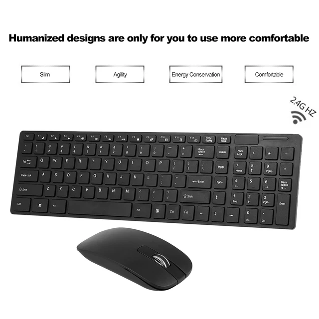 K-06 2.4G Wireless Keyboard and Mouse Combo Computer Keyboard with Mouse Plug and Play Black Keyboard Mouse for Laptop 3