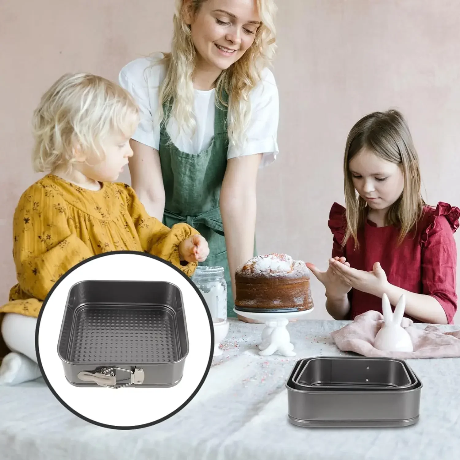 Square Cake Mold Set Baking Pizzas Cheesecakes Mould Kitchen Bakeware Mold 3PCS cake mould