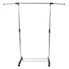 Single-bar Vertically-stretching Stand Clothes Rack with Shoe Shelf Silver 1