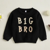 2024-08-02 Lioraitiin Toddler Baby Boy Sweaters Long Sleeve Round Neck Letter Embroidery Knit Pullovers Infant Jumper Tops
