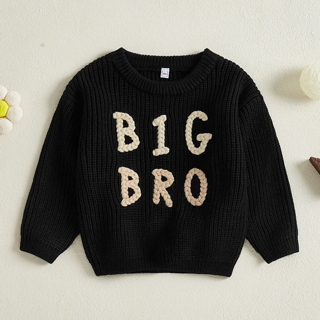 2024-08-02 Lioraitiin Toddler Baby Boy Sweaters Long Sleeve Round Neck Letter Embroidery Knit Pullovers Infant Jumper Tops