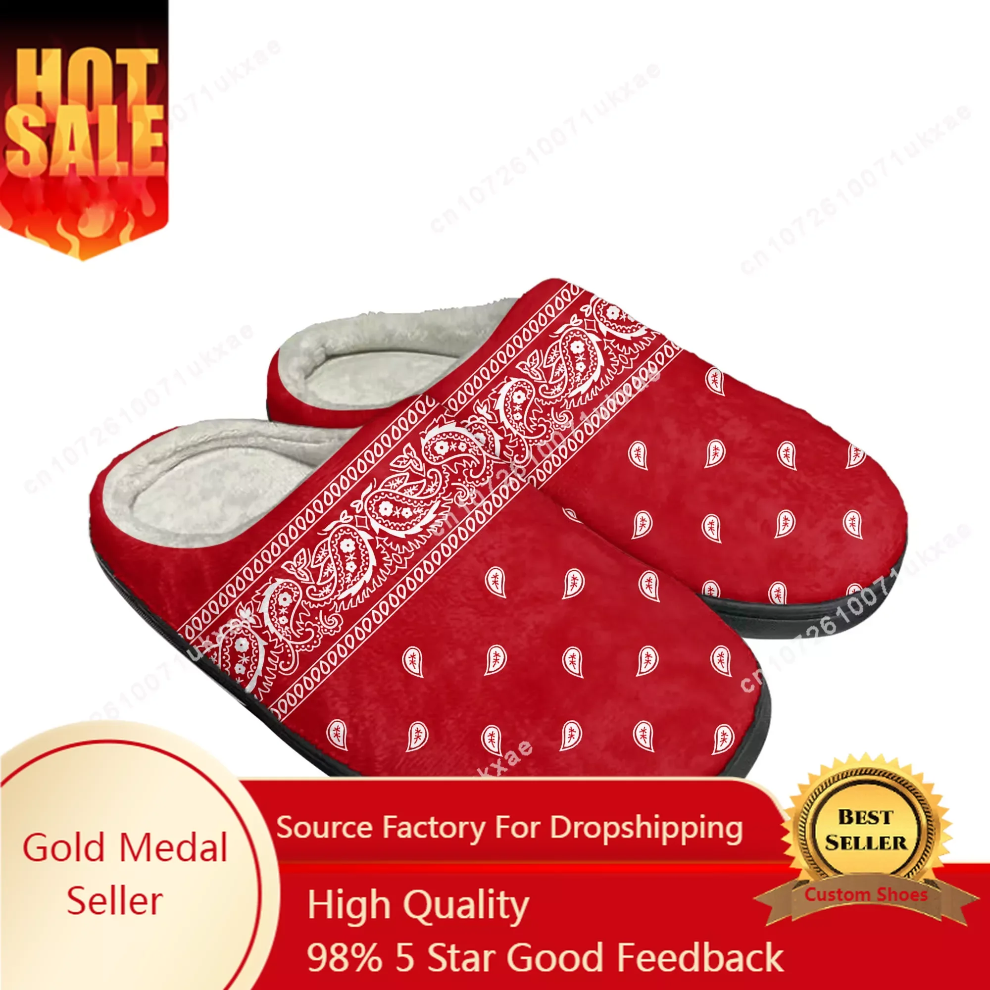 

Bandana Paisley Home Cotton Slippers Mens Womens Plush Bedroom Casual Keep Warm Shoes Thermal Indoor Slipper Customized DIY Shoe