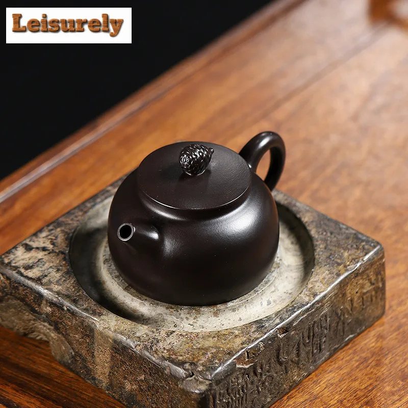 190ml Yixing Purple Clay Teapot Handmade Pine Cone Pot Raw Ore Dahongpao Reducing Roasting Mud Kettle With Strainer Zisha Teaset