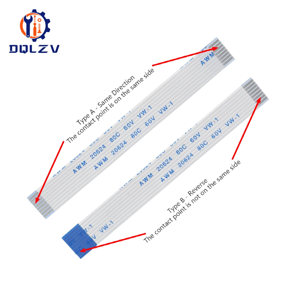 Flexible Flat Cable 10PCS Flat Flexible Cable FFC FPC AWM 20624 80C 60V VW-1 FFC-0.5MM 1.0MM 4/6/8/10/12/14/16/18/20/22 Pin Line length 5/10/15/20CM