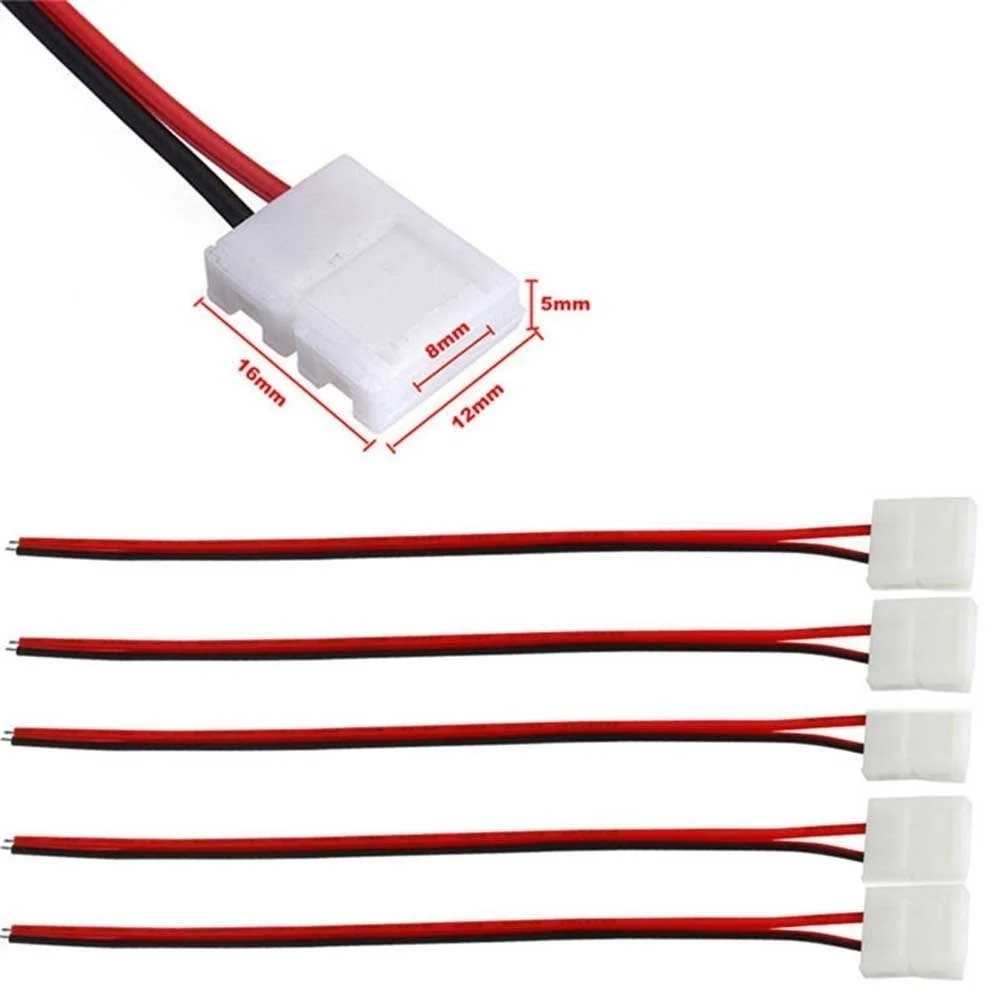 10Pcs Cable 2 Pin LED Strip Connector 3528/5050 Single Color Adapter Useful