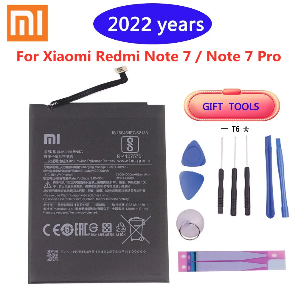 

New 100% Original Replacement Battery For Xiaomi Redmi Note7 Note 7 Pro M1901F7C BN4A Genuine Phone Battery 4000mAh + Tools