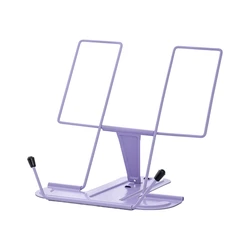 Adjustable Non - Slip Portable Book Stand & Cookbook Holder with Page Clips (For Purple)