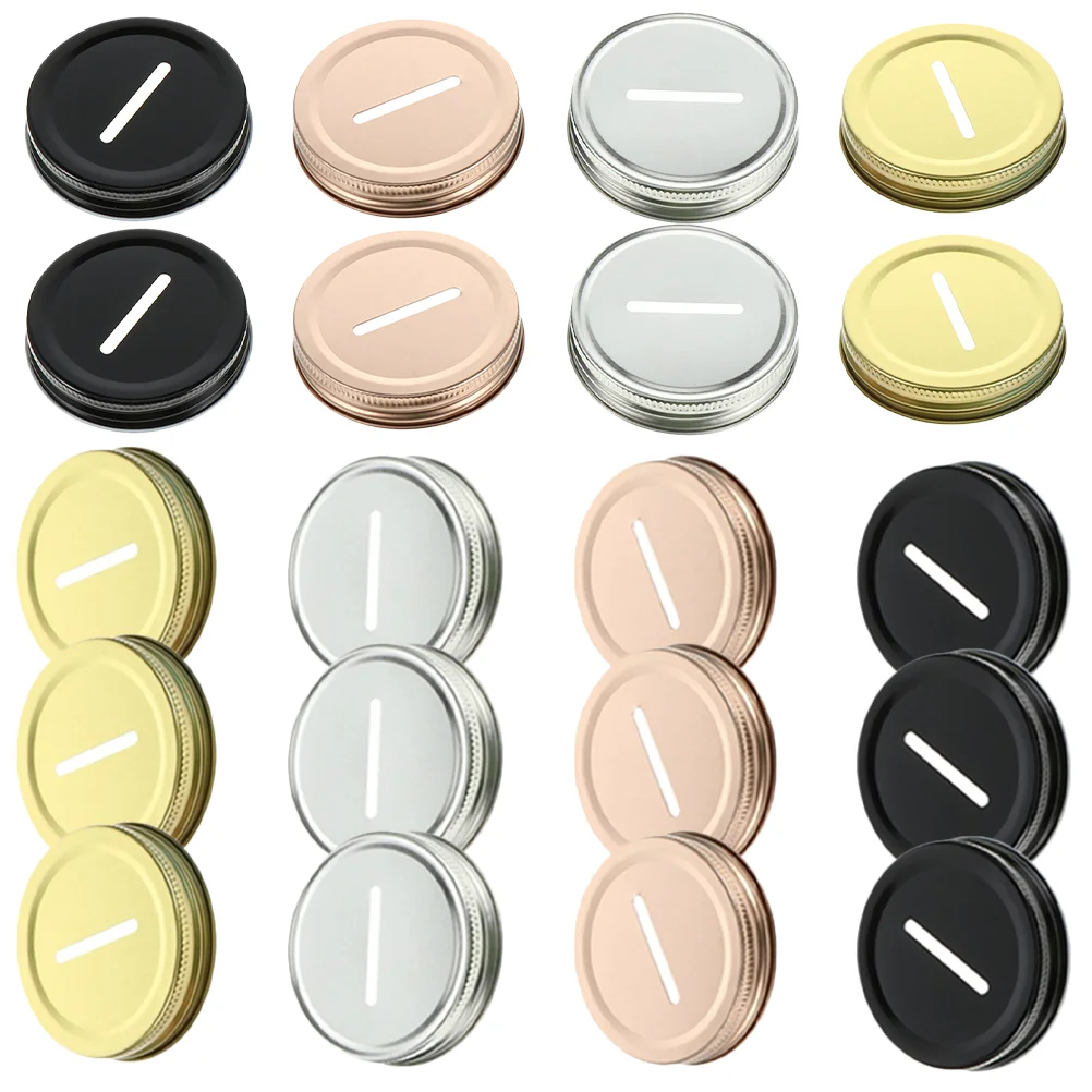 

70mm Tinplate Mason Jar Lids Coin Slot Piggy Bank Lid Slotted Inserts Caps Canning Cover Kitchen Supplies