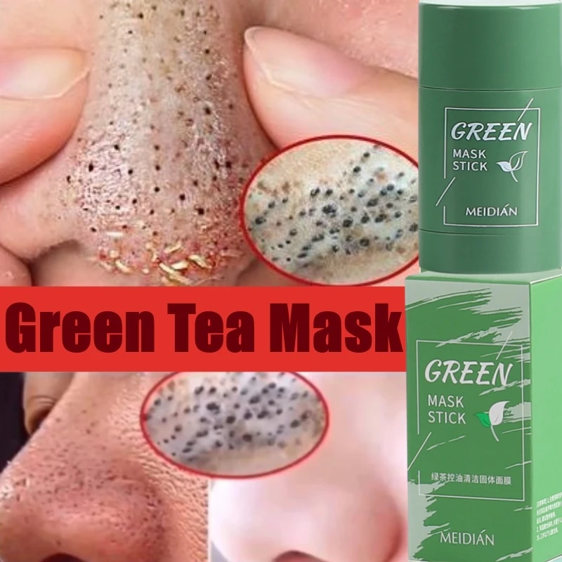 

Green Tea Deep Cleansing Solid Mask Stick Gentle Remove Acne Blackhead Detoxing Pore Shrinking Oil Control Facial Purifying Clay