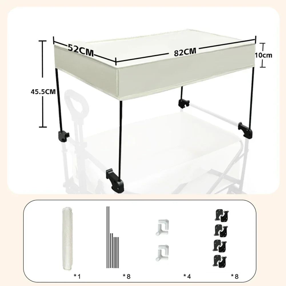 New Awning Canopy For 5/8 Inch For Garden Wagon Attachment Sun Shade Cover Trolley Cart Shelter Porch Front Rain Roof Gazebo